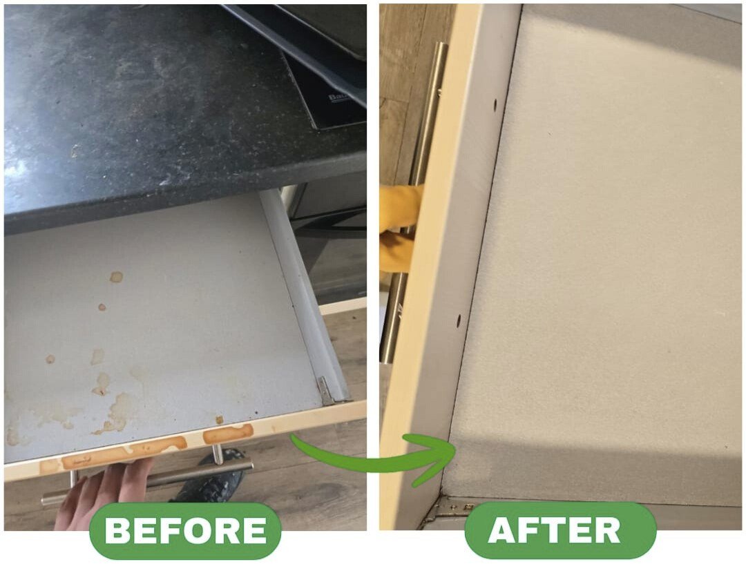 Kitchen cupboard deep clean: before and after by FreshEnd